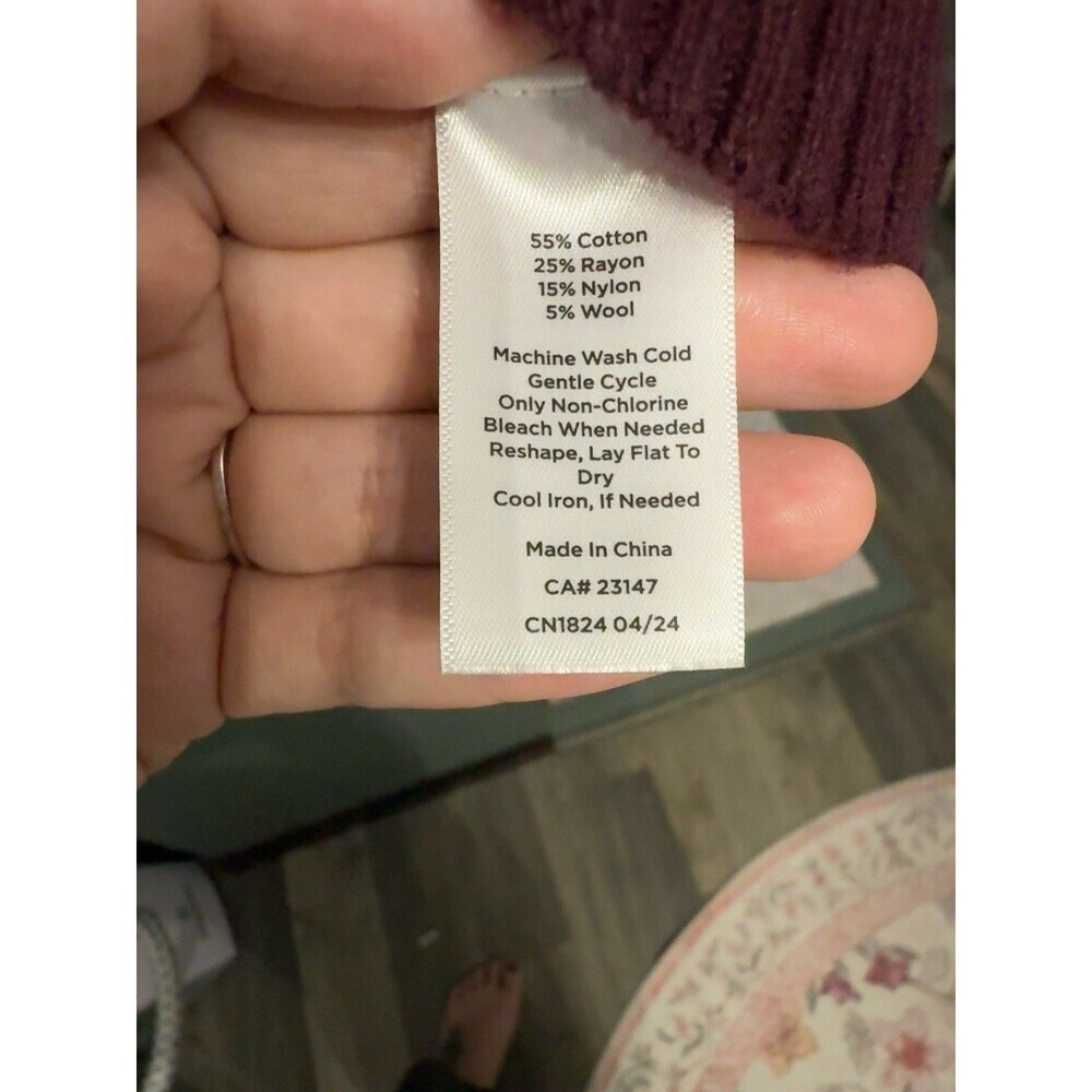 Talbots Burgundy Wool Blend Sleeveless Cable-Knit V-Neck Sweater Vest Women M - Picture 5 of 5